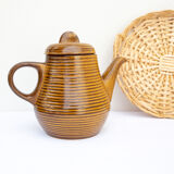 Striped stoneware teapot