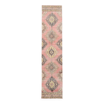 Tapis de couloir turc rose pastel doux 3x12, 85x383 cm