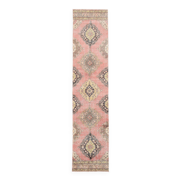 Tapis de couloir turc rose pastel doux 3x12, 85x383 cm