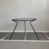 Vintage tripod glass and metal coffee table