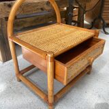 Vintage rattan bedside table