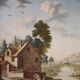 Great 18th century Italian painting, countryside landscape with genre scene