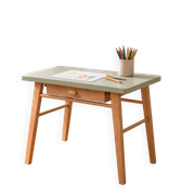 Small vintage children's desk attributed to Baumann – natural wood and lizard green top.