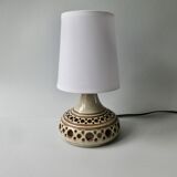 Openwork ceramic lamp by Jean Chatoney, double lighting, 70s