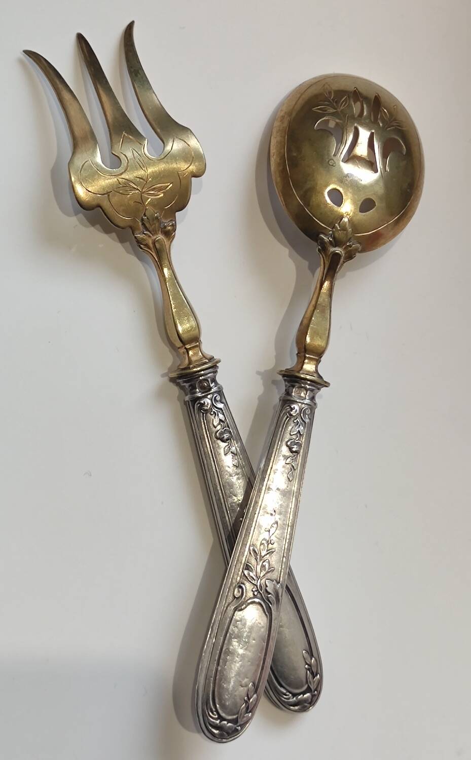 Old sweet dessert service 4 pieces silver embossed minerva hallmark