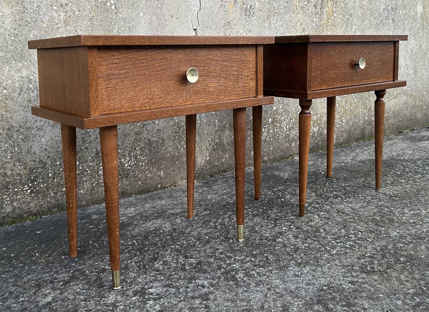 Paire de tables de nuit bois, vintage, années 60