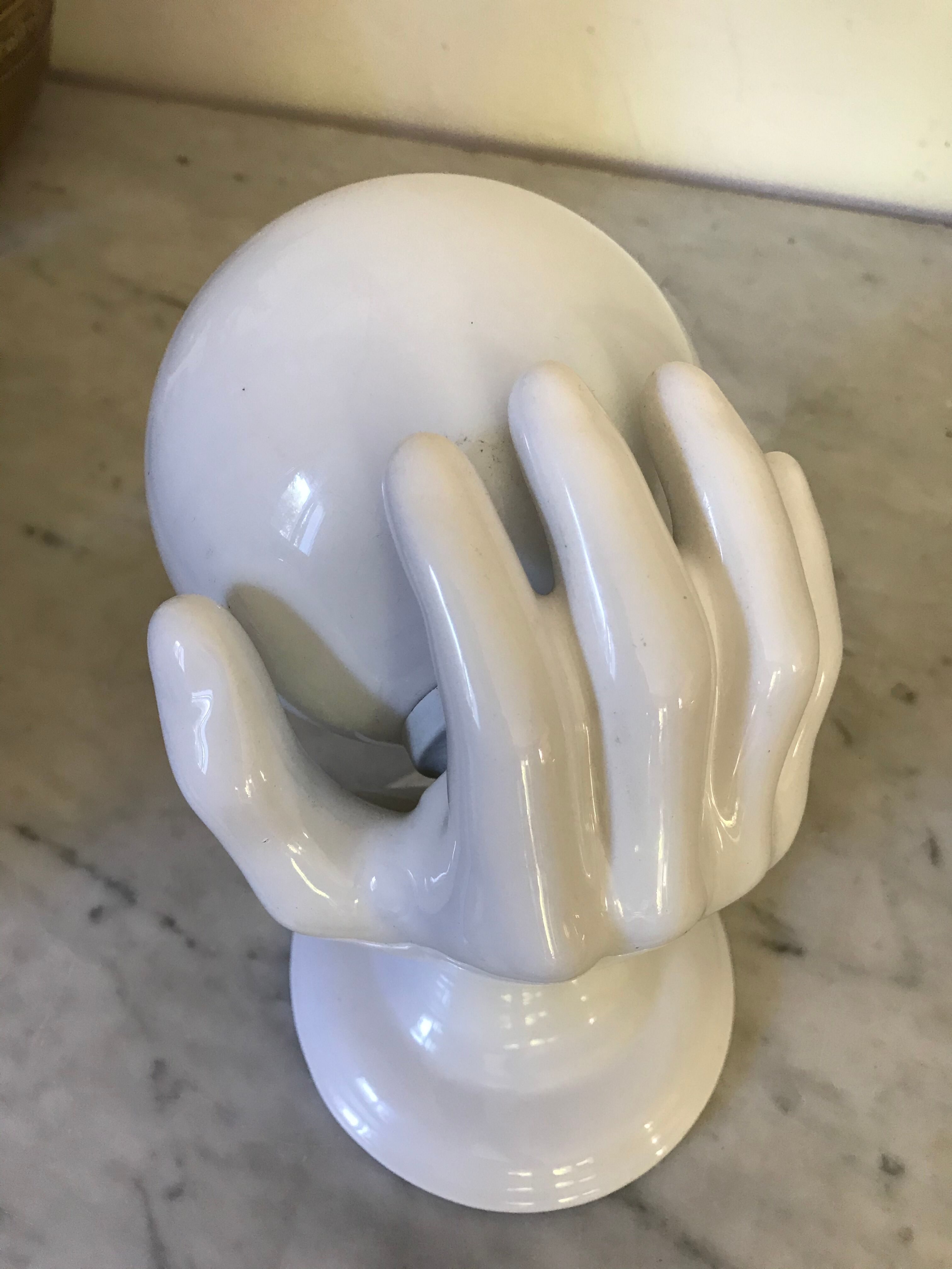 Ceramic hand and opaline sconce