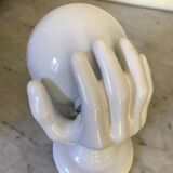 Ceramic hand and opaline sconce