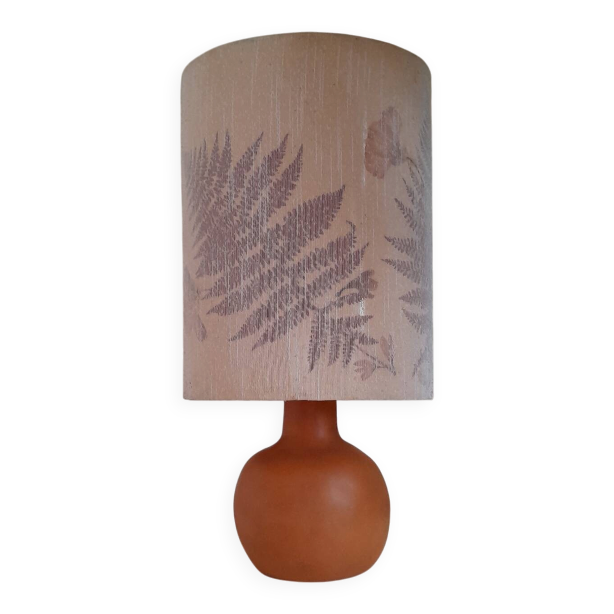 Vintage terracotta lamp - Lampshade with dried flowers and ferns