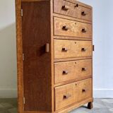 Art deco oak corner unit with drawers