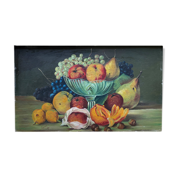 Tableau hsp "nature morte aux fruits" signée leyval début xx°