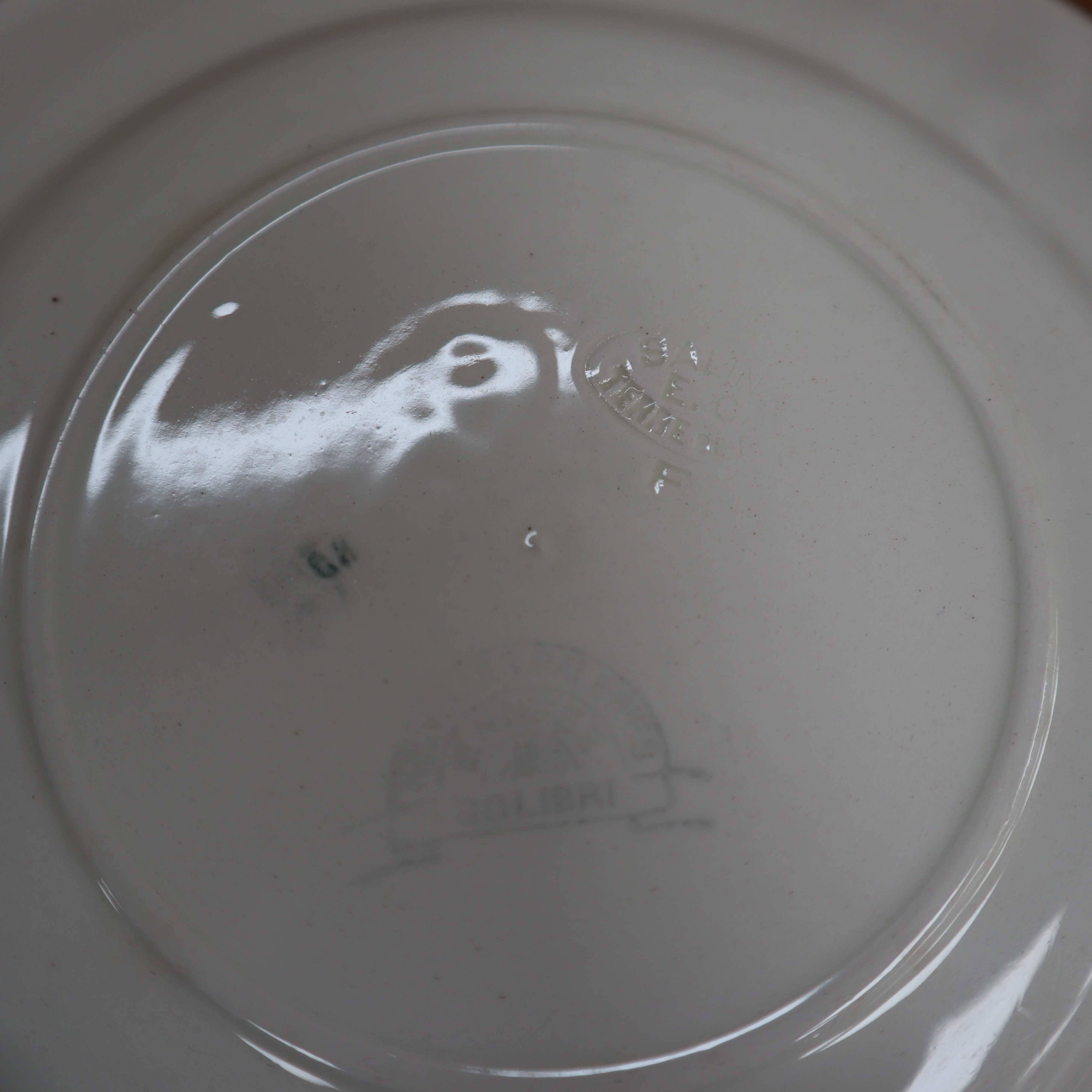 Set of 10 dessert plates iron earth Salins "Colibri" France