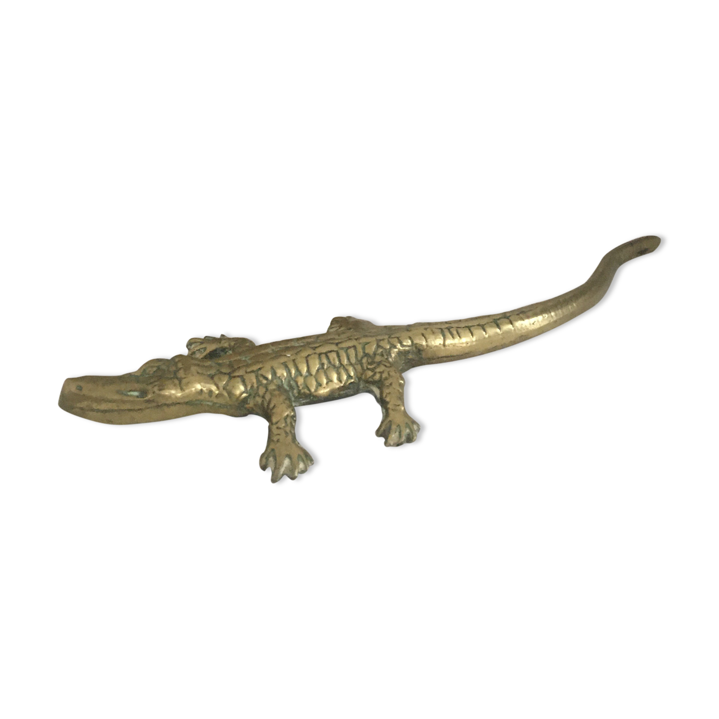 Crocodile animal brass press paper statuette old vintage deco