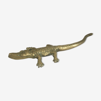 Crocodile animal laiton presse papier statuette déco vintage ancien