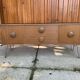 Scandinavian teak sideboard with a black top and metal hairpin legs - 1960s