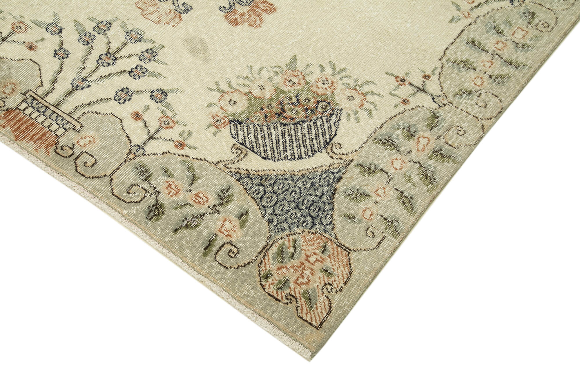 Hand-knotted turkish beige carpet 153 cm x 265 cm