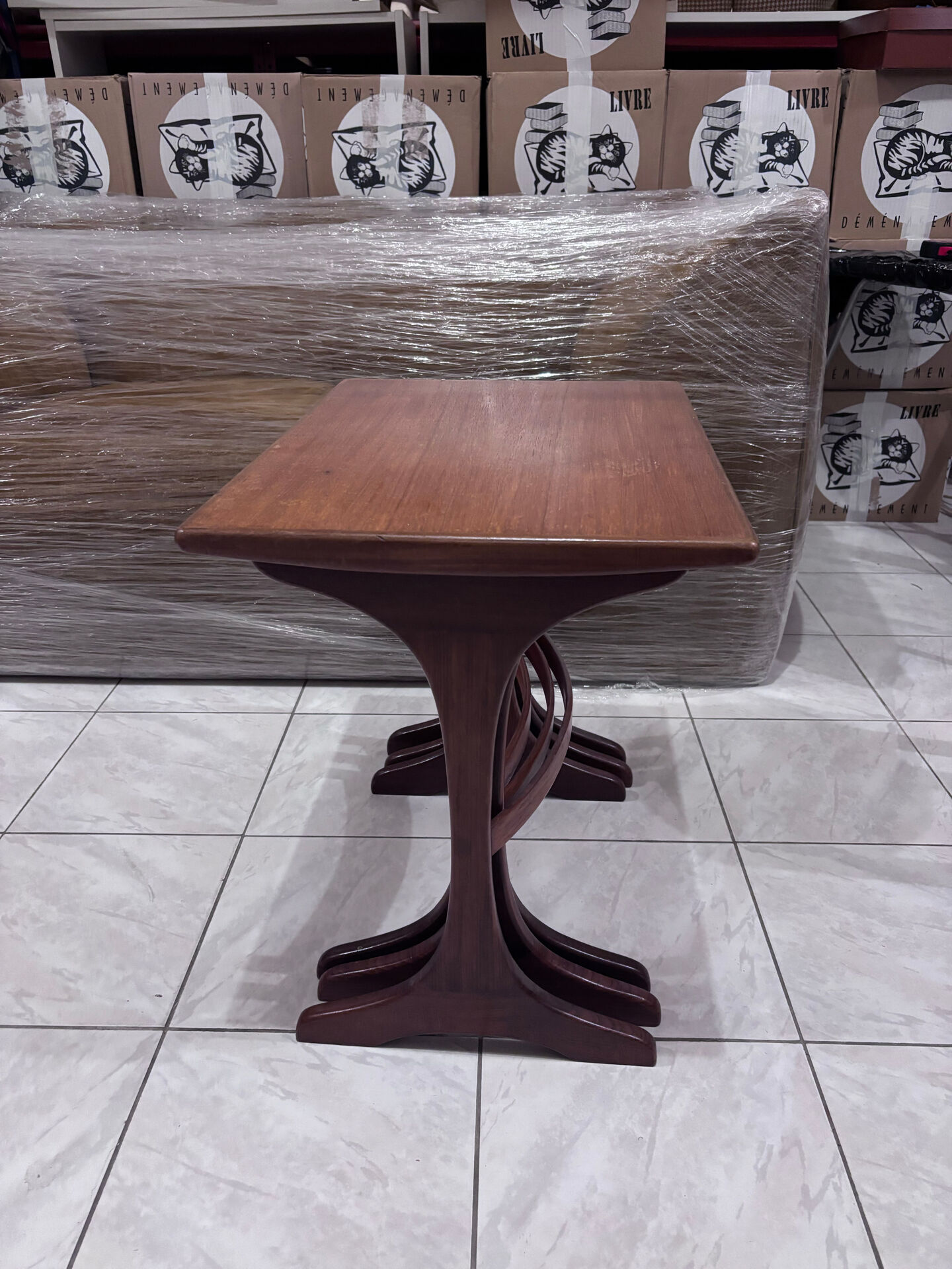 set of 3 nesting tables in teak