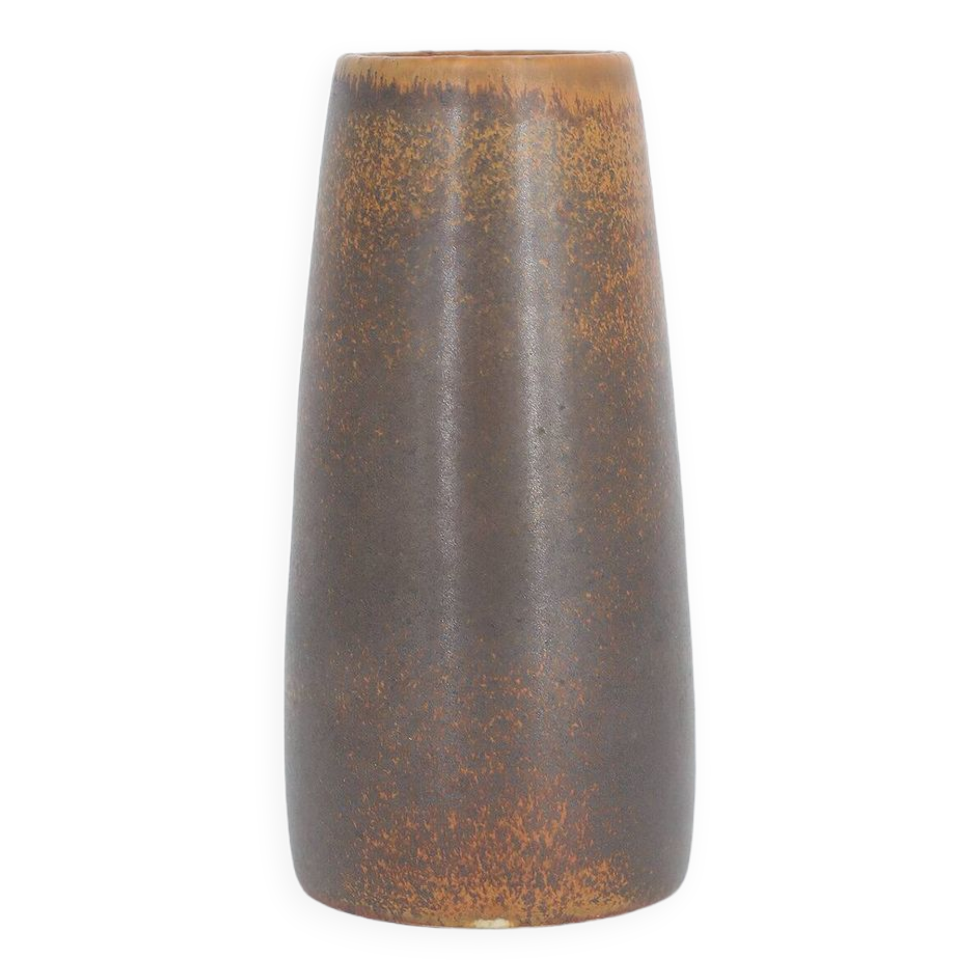 Small modern Scandinavian collection vase in chocolate stoneware from the mid-century by Gunnar Borg.