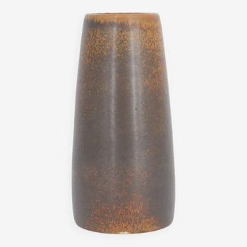 Small Mid-Century Scandinavian Modern Collectible Chocolate Stoneware Vase by Gunnar Borg