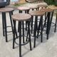 Set of 8 industrial bar stools.
