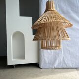 Rattan pendant lamp or light in the shape of an Asian lantern