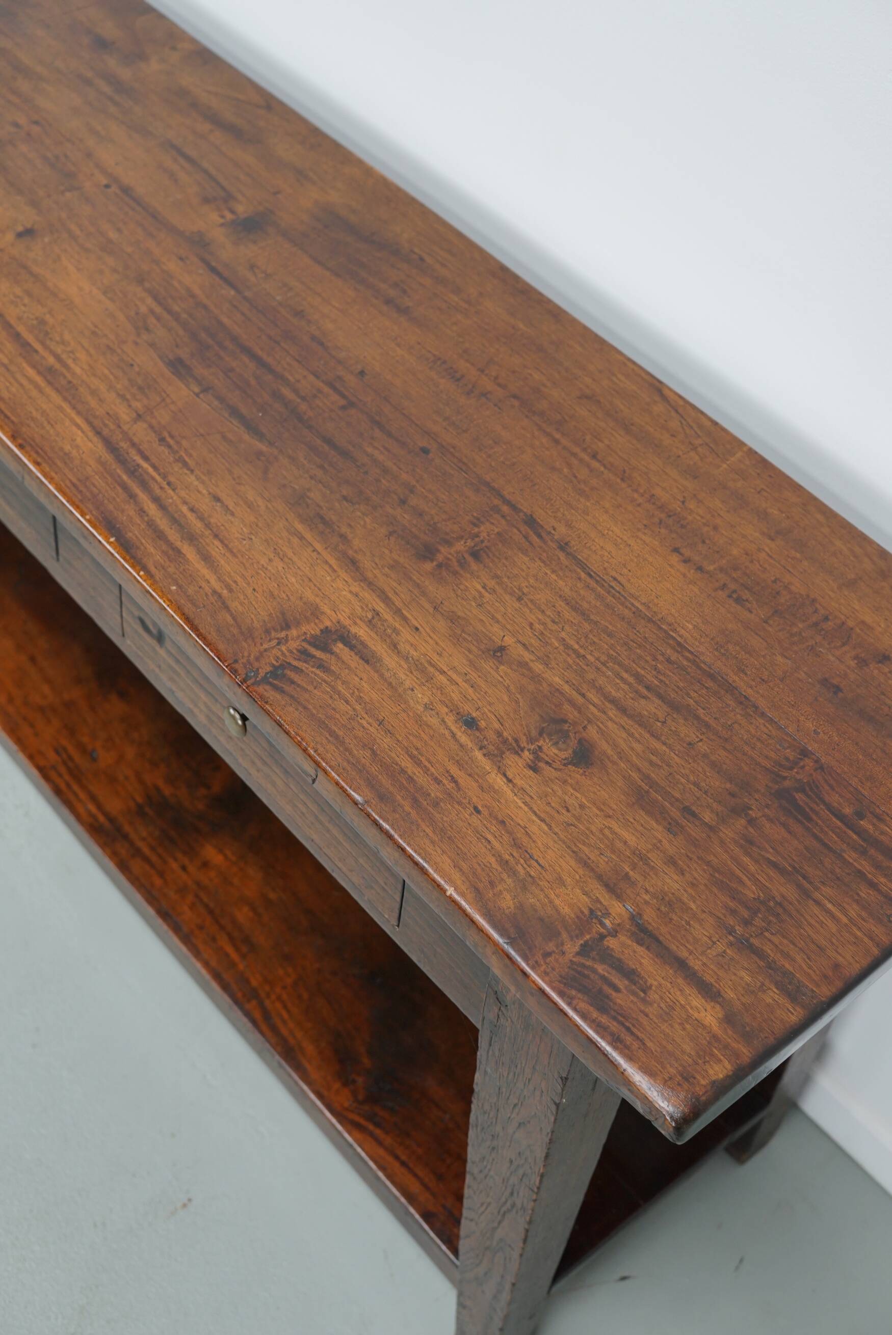 Table d'appoint rustique de style colonial néerlandais antique en teck/chêne