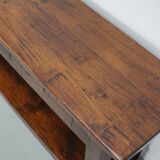 Table d'appoint rustique de style colonial néerlandais antique en teck/chêne