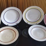 6 old plates mismatched geometric patterns Moulin des Loups, St Amand