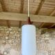 Scandinavian Pendant Lamp in Teak and Opaline, Circa 60´s