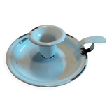 White patinated enamelled metal candle holder
