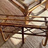 1960s rattan wall hook shelf