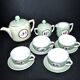 Toy Dinette Tea set in iridescent porcelain - silkscreened doll decoration 1920