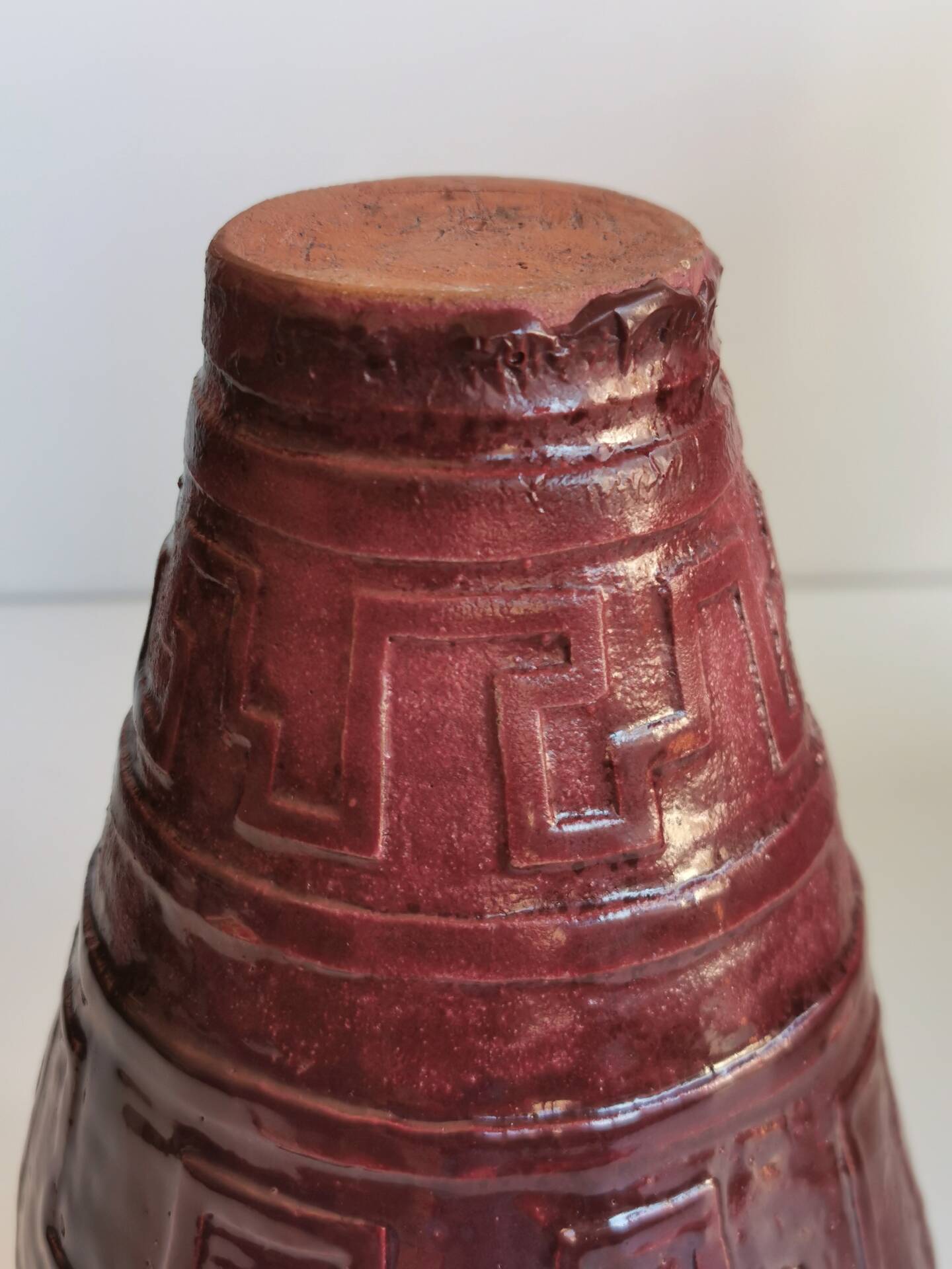 Glazed terracotta vase Art Deco signed WW