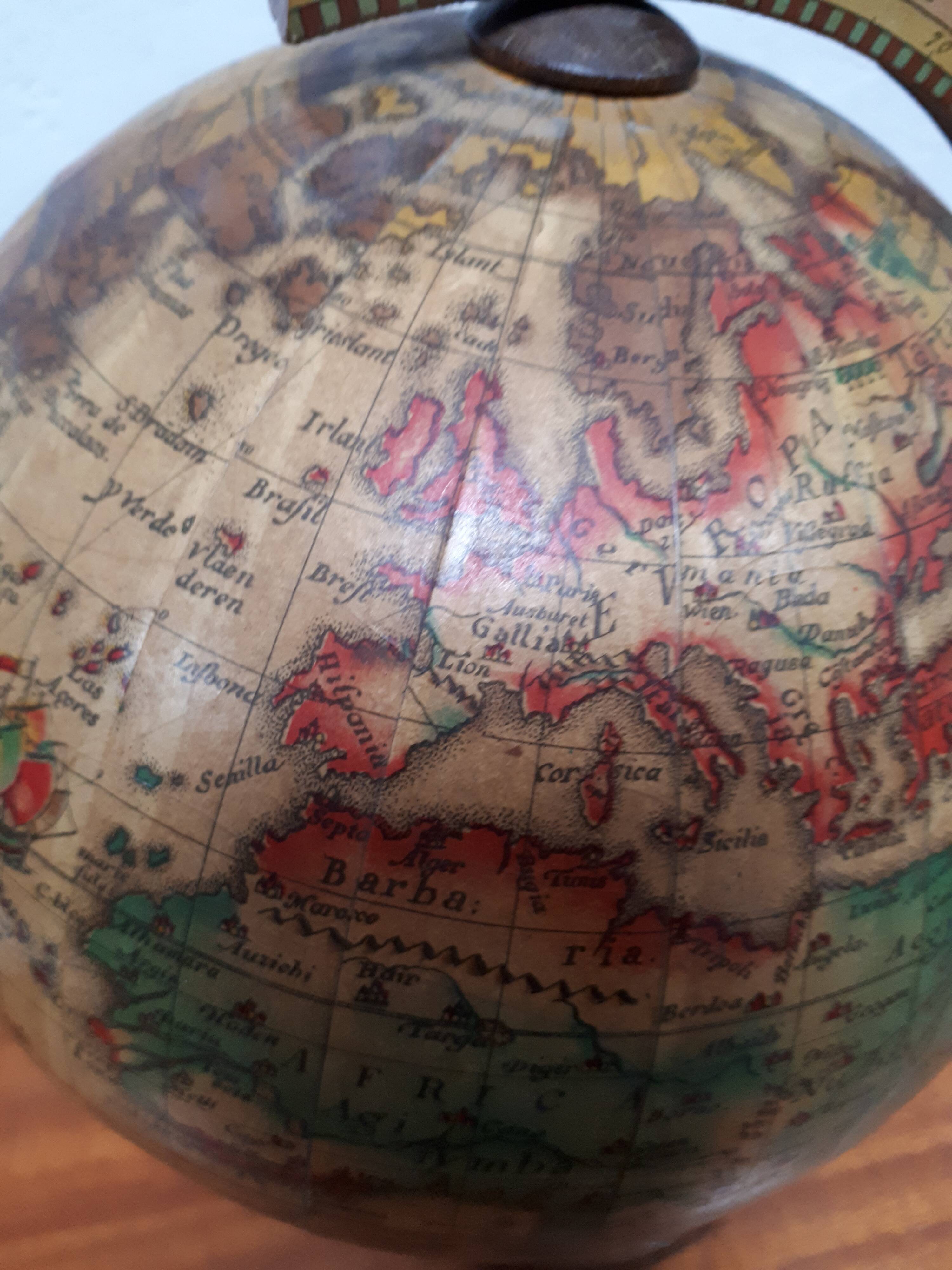 Globe world map vintage 1950 1960 wood old style