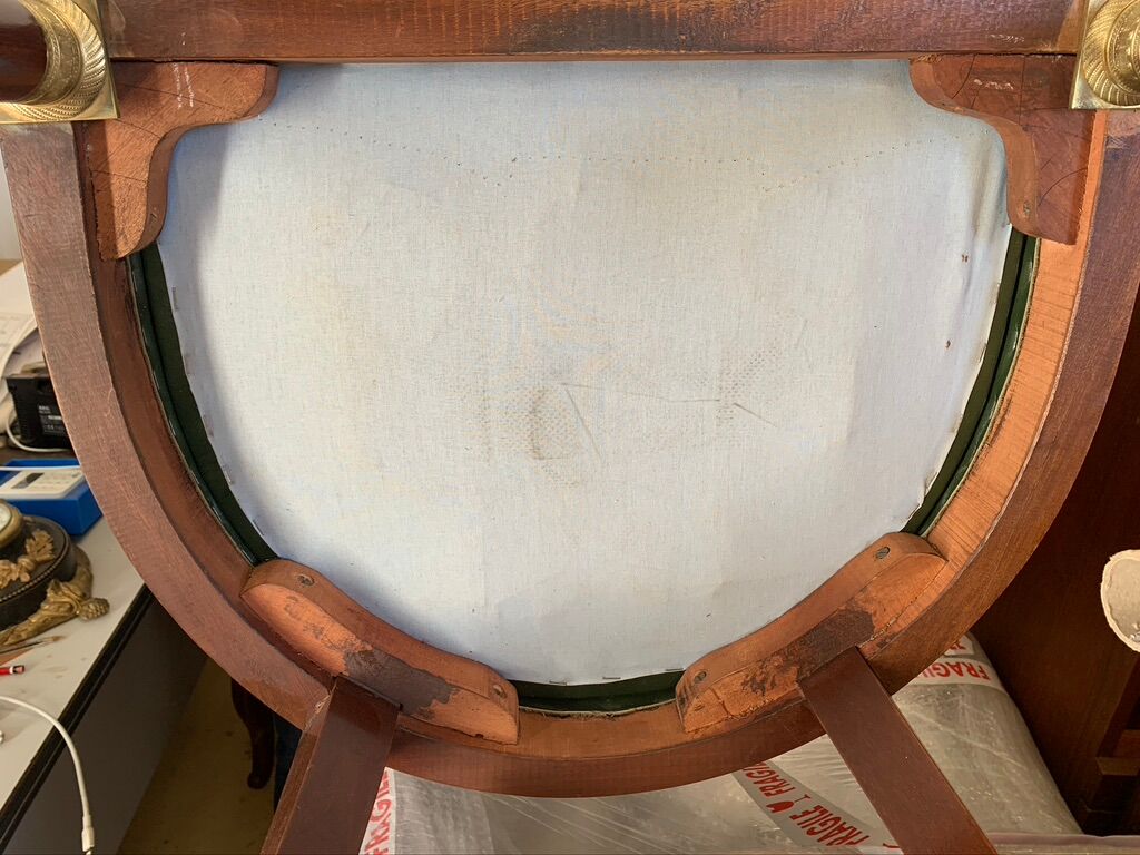 Empire flat desk, mahogany, double-sided, gilded bronzes