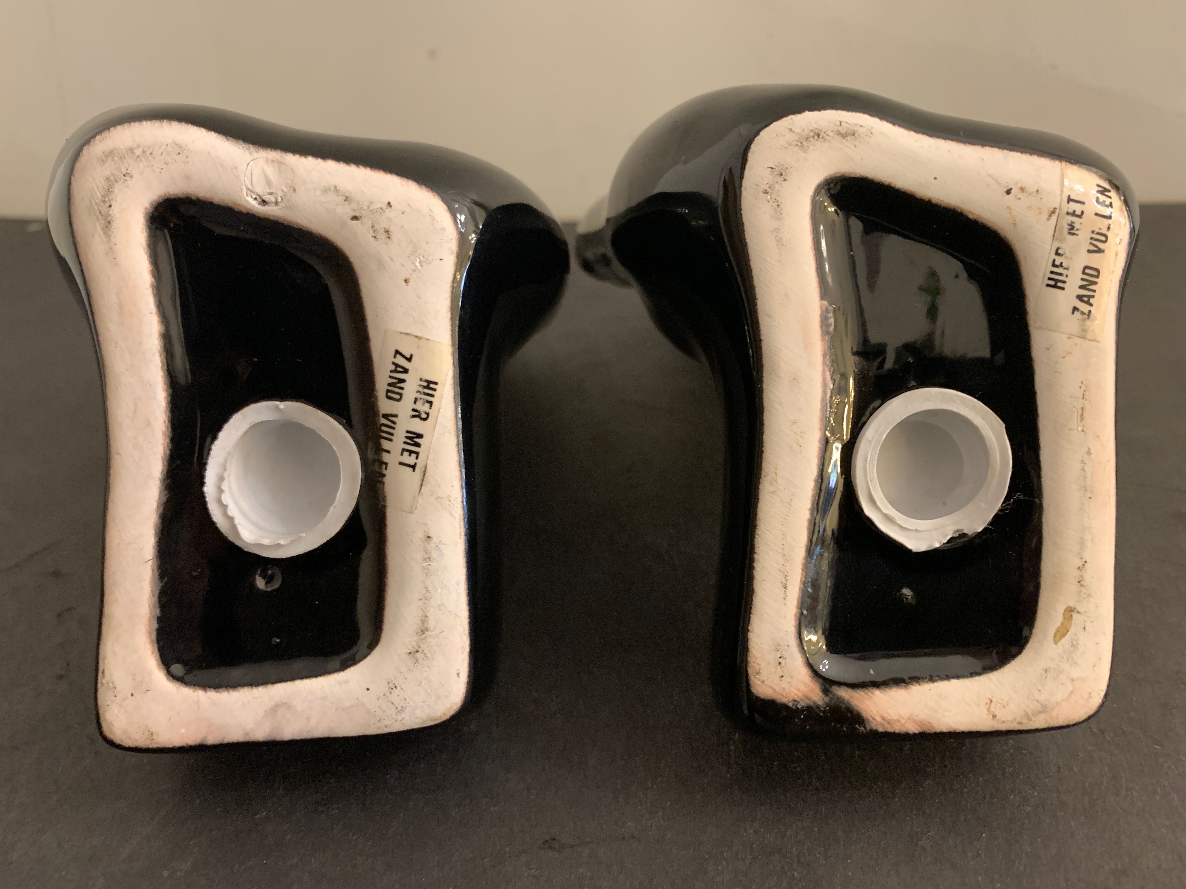 Pair of black ceramic hand book greenhouse, 1970, Netherlands