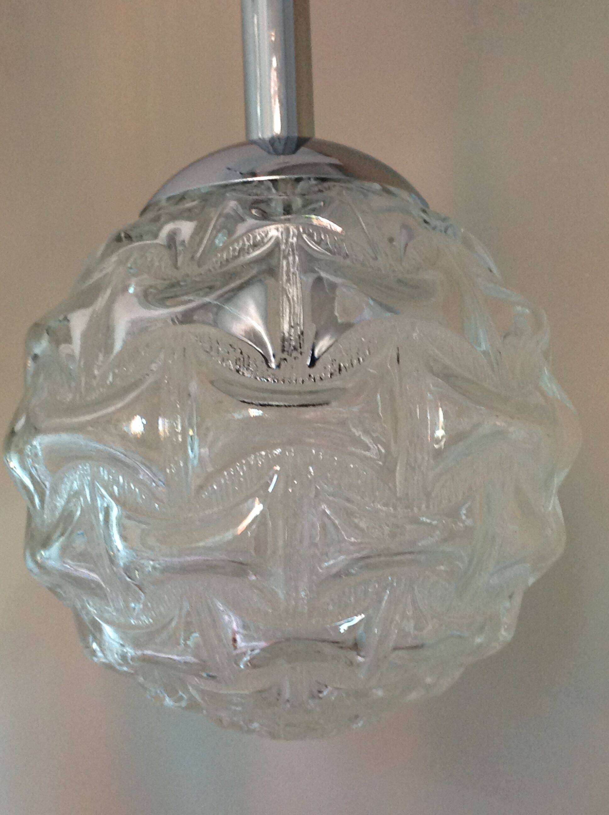 Suspension cascade with five globes and chrome metal / vintag years 60-70