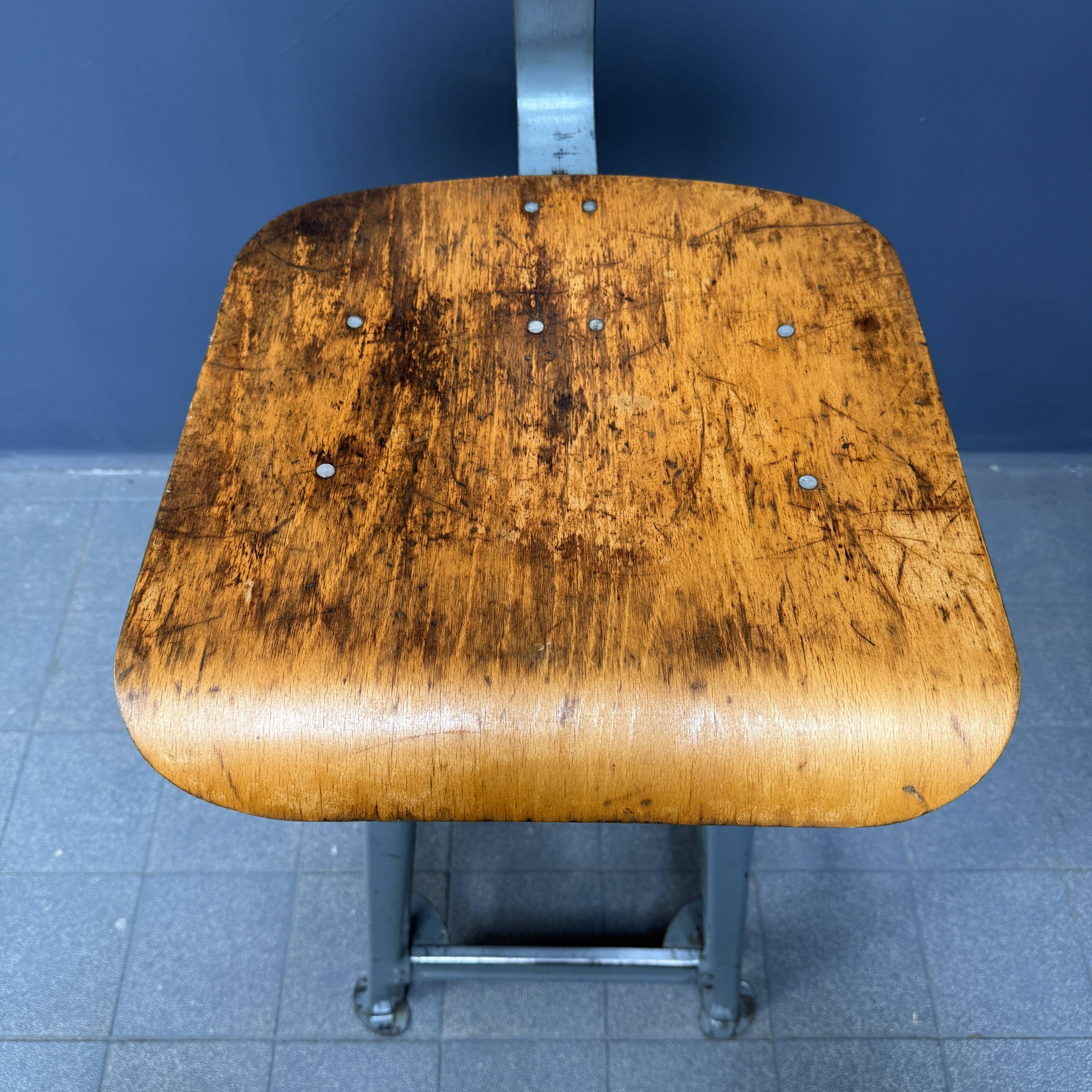 High industrial metal workshop chair