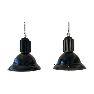 Lot 2 old industrial pendant lights xl 38 cm