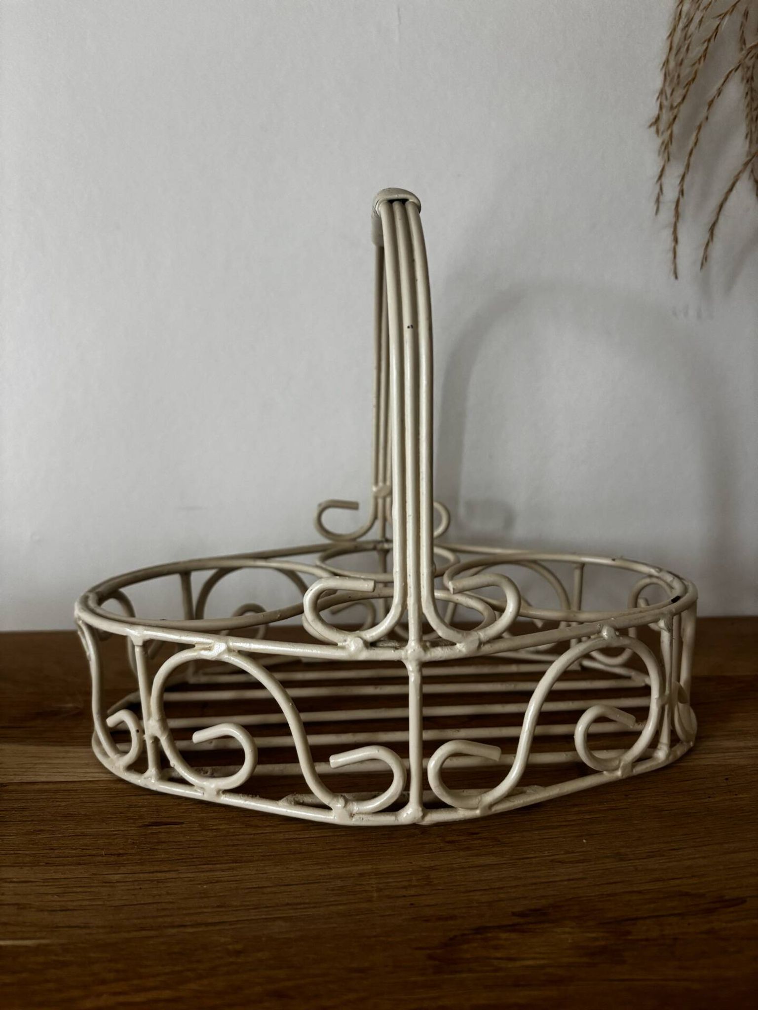 Beige cream metal basket shabby chic