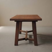 Grande table artisanale en chêne, France, vers 1970
