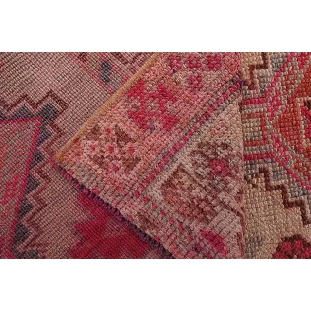 1970s Turkish Hand-Knotted Wool Cotton Pink Runner Rug 80x310