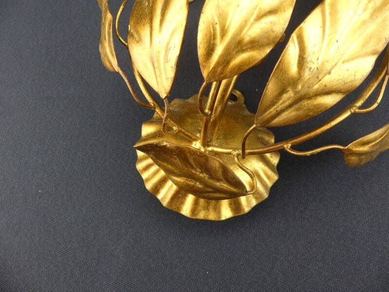 Pair of mourning sconces in gilded sheet metal