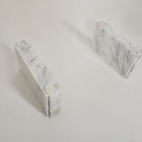 Coffee table in carrara marble and glass