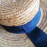 Ribbon and braided straw boater hat