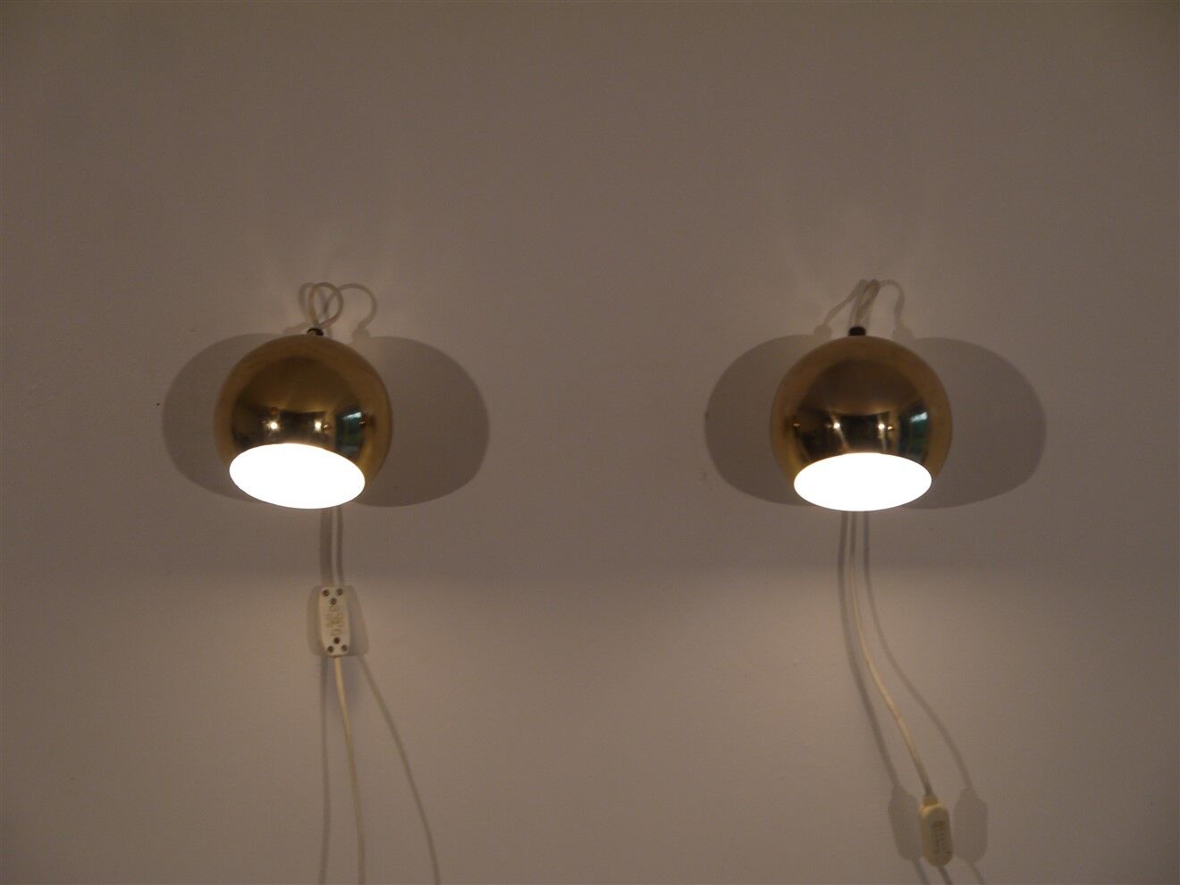 Pair of vintage brass wall lamps 1970
