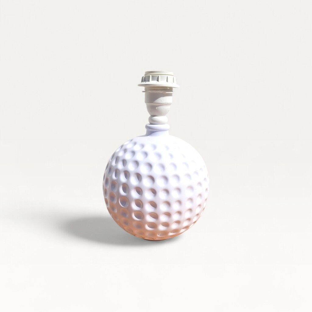 Vintage golf ball lamp base, white ceramic "Monteuse"