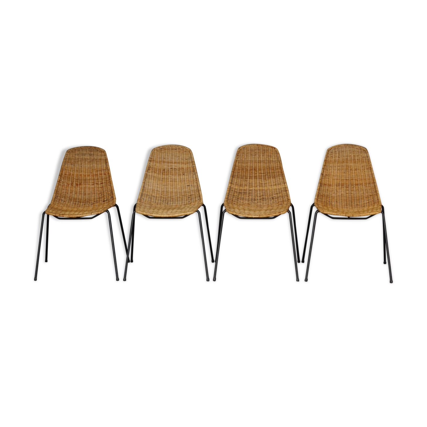 Mid-Century Wicker Chairs by Gian Franco Legler, 1950s. Set of 4