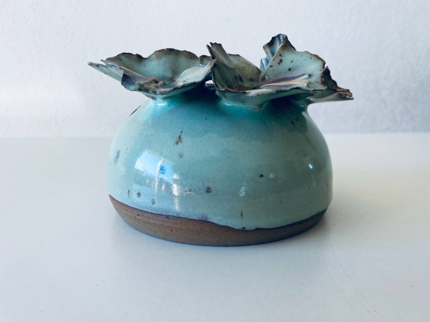 Signed stoneware flower vase