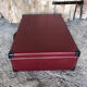 Old suitcase red cardboard bordeaux clasp metal vintage